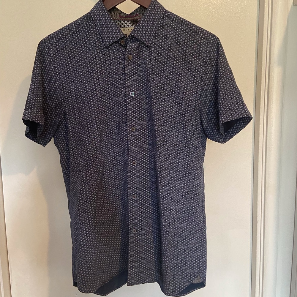 Ted Baker Short Sleeve Navy Button Down